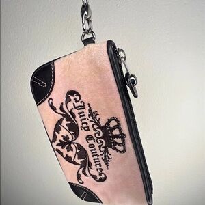 Vintage Y2K Juicy Couture Pink and Black Wristlet